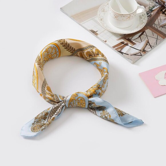 Women Light Paisley Headscarf Satin Bandana Pattern Polyester Breathable Scarves - Picture 2 of 7